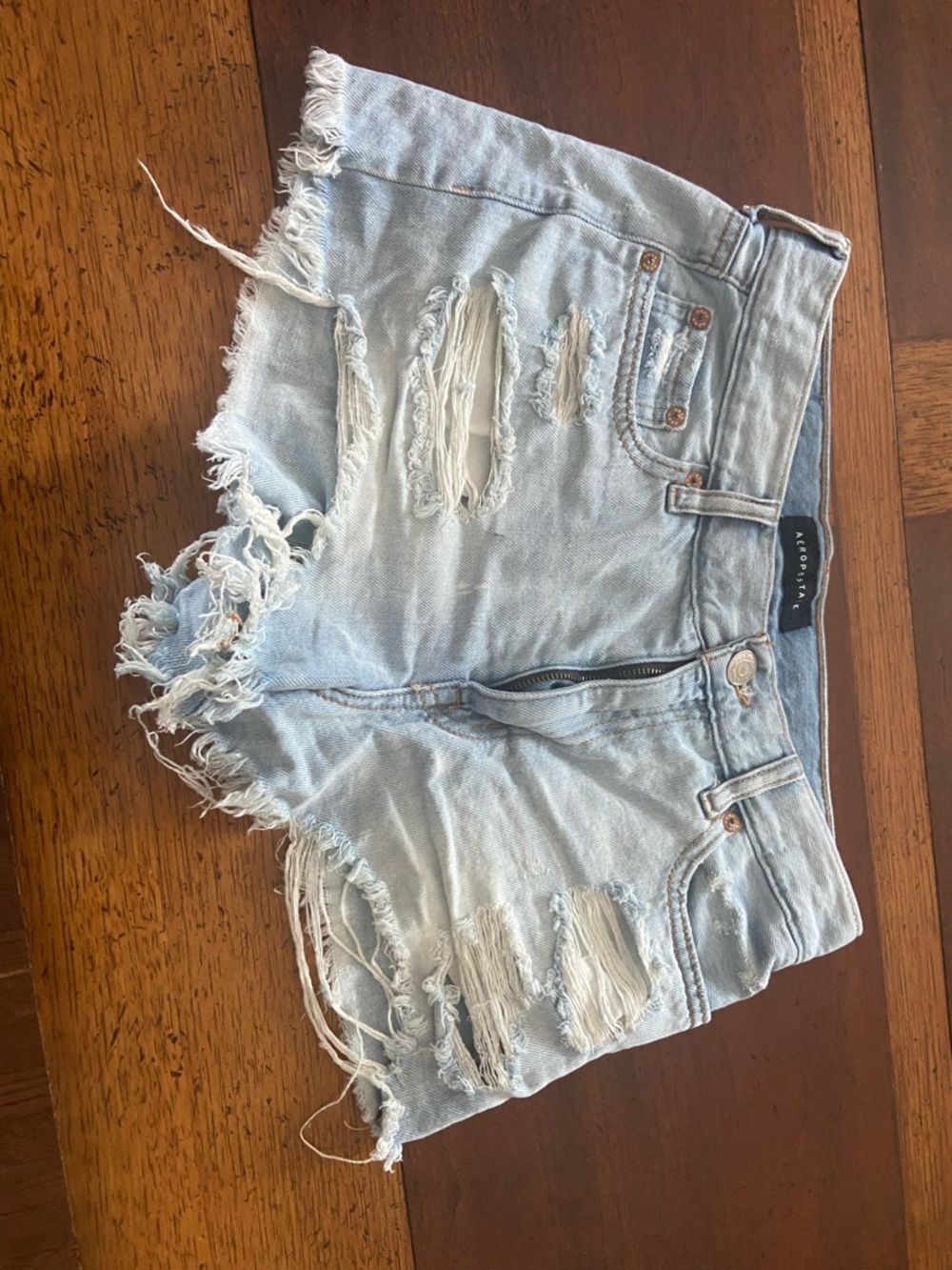 Aeropostale Light Blue Distressed  vintage high rise shorty Ripped Denim Shorts